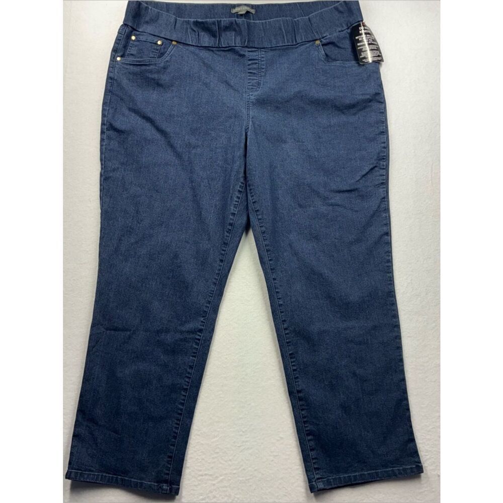 3For$20 Jessica London Women’s Dark Blue Stretch Pull-On Jeans size 28W